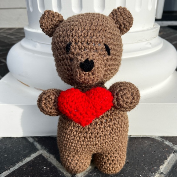 Hand Crafted Other - Hand Crocheted Honey the Valentine’s Day Bear Stuffed Animal Plushie!